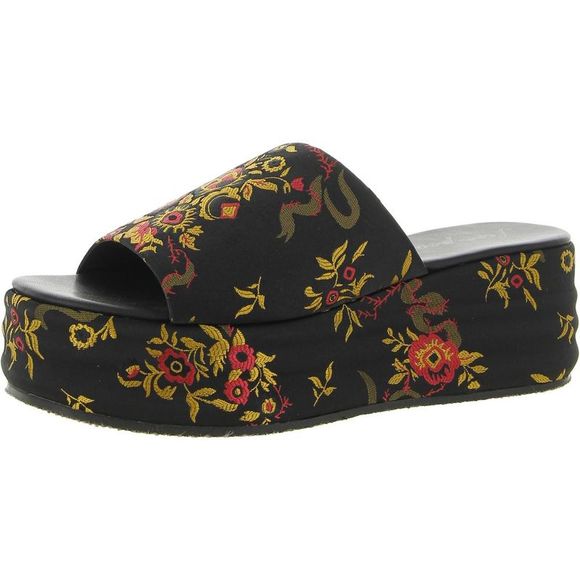 Free People Shoes - Free People Womens Harbor Black Brocade Slip On Platform Sandals Shoes NWT